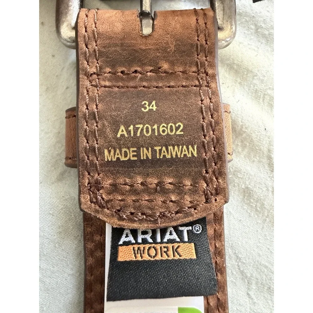 Ariat Work Leather Belt Brown Perforated Size 34 Western Casual New With Tags